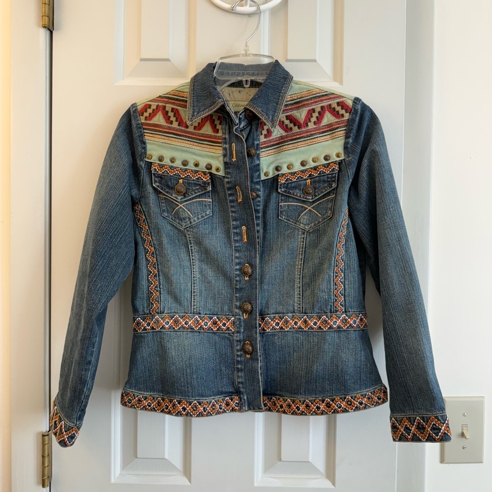 EEUC Coldwater Creek Embroidered Denim Jacket | Size PXS